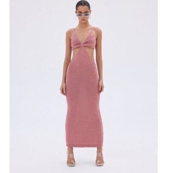 Cult Gaia Dress SERITA Sweater Knit Cut out Sexy Midi Pink Jaipur Terracotta - Picture 1 of 10